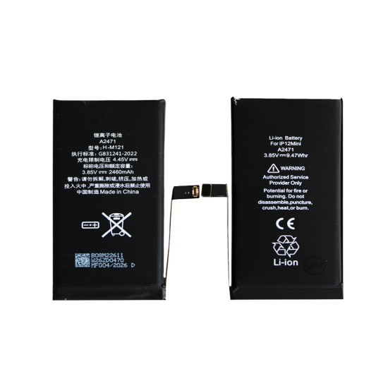 Bateria A2471 para Apple iPhone 12 Mini com Diagnóstico Não Apresenta Erros 2460mAh